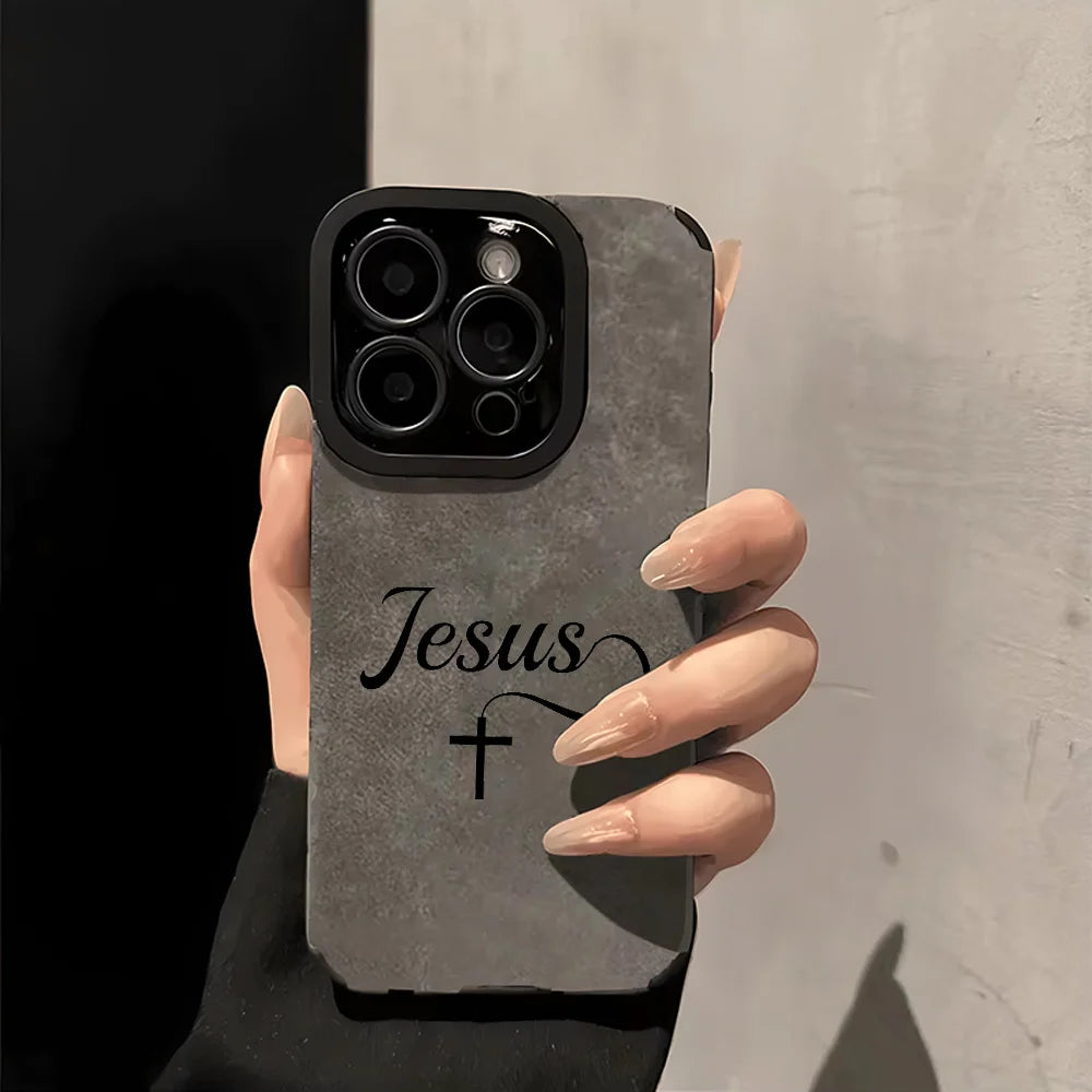 Black The Cross Of Jesus Print Phone Case For IPhone 17 16 15 14 13 12 11 Pro Max Plus X XR XS Max 17 Air Soft Bumper Back Cover