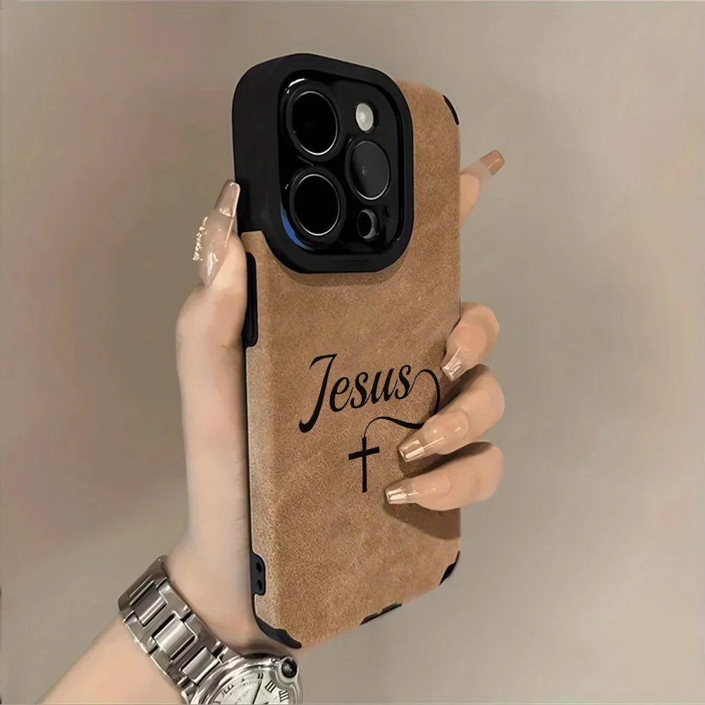 Black The Cross Of Jesus Print Phone Case For IPhone 17 16 15 14 13 12 11 Pro Max Plus X XR XS Max 17 Air Soft Bumper Back Cover