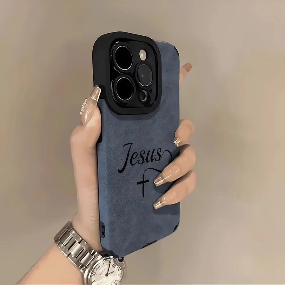 Black The Cross Of Jesus Print Phone Case For IPhone 17 16 15 14 13 12 11 Pro Max Plus X XR XS Max 17 Air Soft Bumper Back Cover