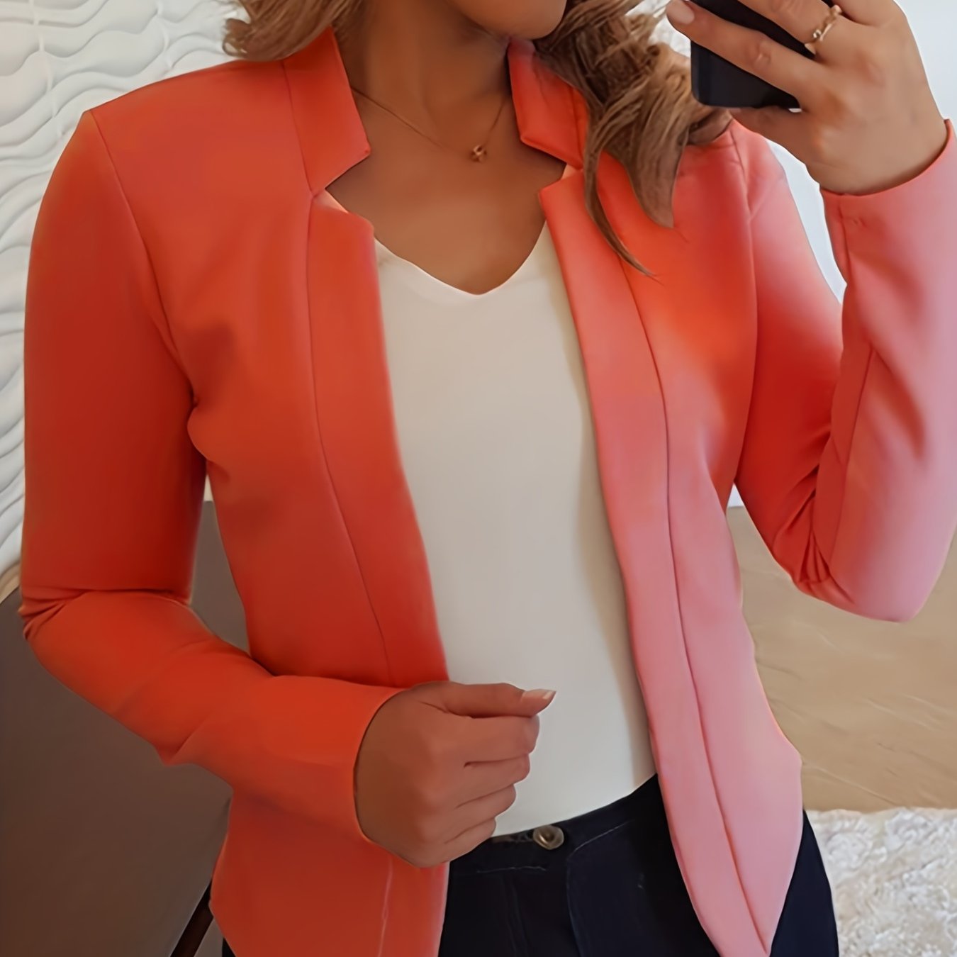 Elegant Solid Color Long Sleeve Women's Cardigan - 95% Polyester 5% Spandex Knit Fabric, Regular Fit H-Line Open Front Jacket with Quilted Detail for All Seasons