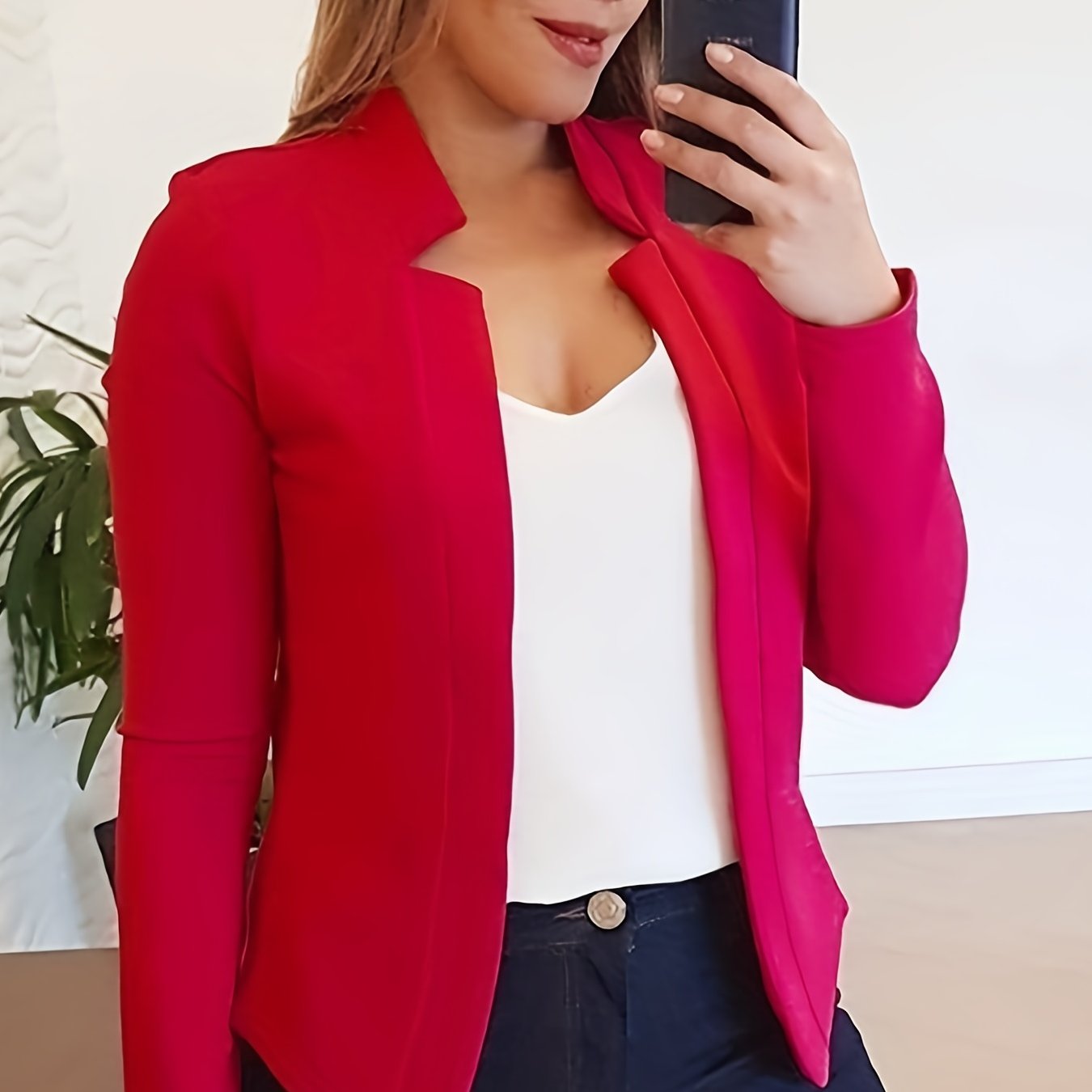 Elegant Solid Color Long Sleeve Women's Cardigan - 95% Polyester 5% Spandex Knit Fabric, Regular Fit H-Line Open Front Jacket with Quilted Detail for All Seasons