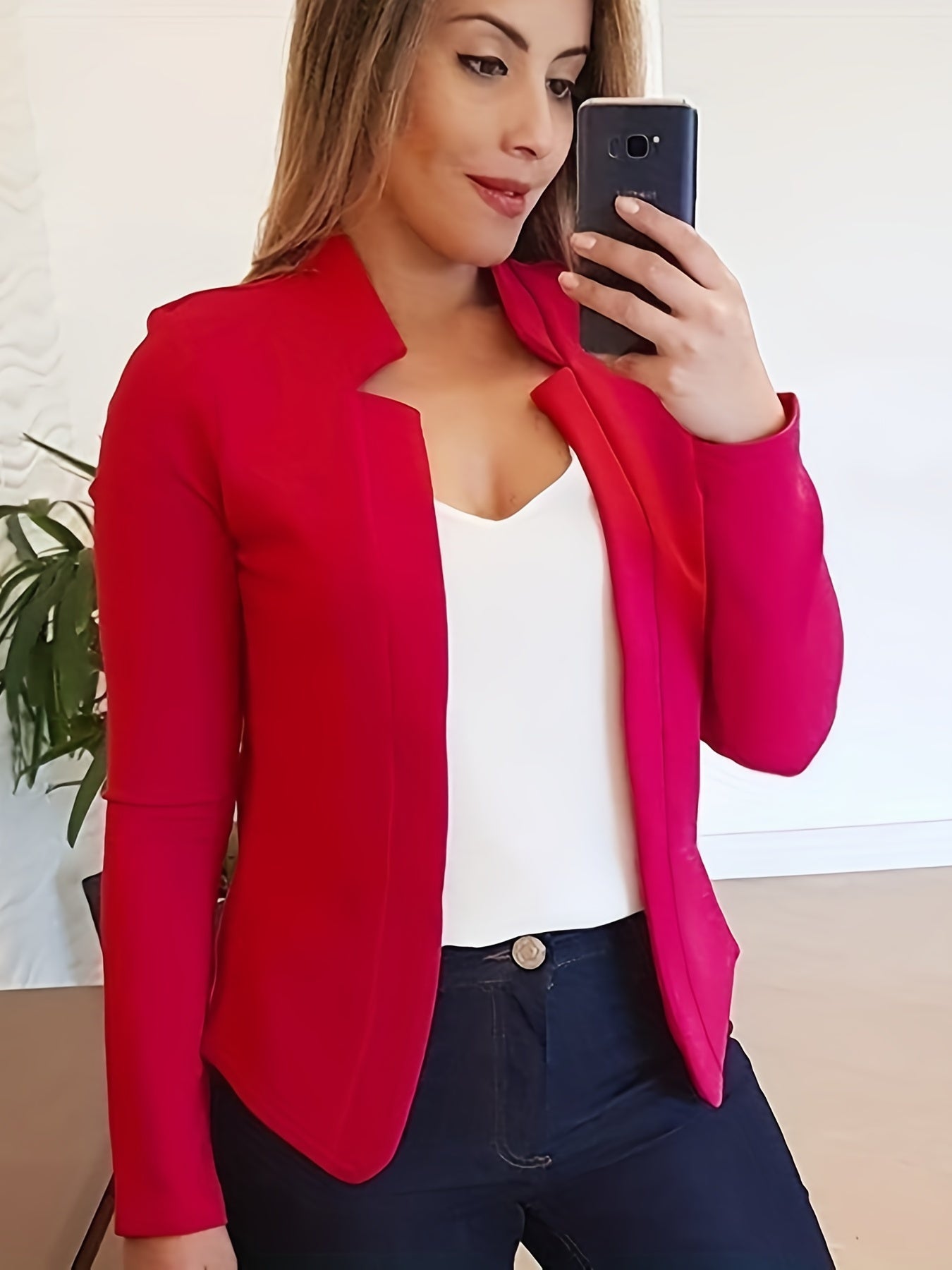 Elegant Solid Color Long Sleeve Women's Cardigan - 95% Polyester 5% Spandex Knit Fabric, Regular Fit H-Line Open Front Jacket with Quilted Detail for All Seasons
